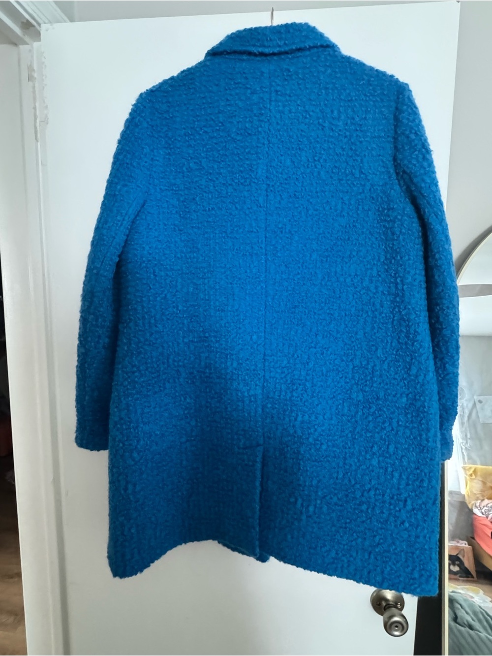 NWT Boden Women's 100% Wool Blue Bouclé Button-Up Coat size US 12 - Picture 3 of 12